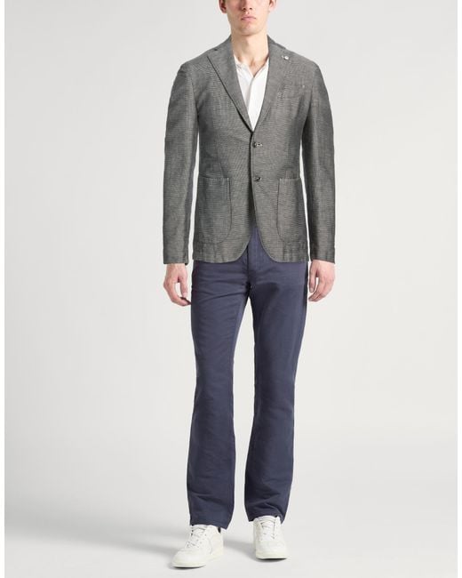 L.b.m. 1911 Gray Midnight Blazer Linen, Cotton for men