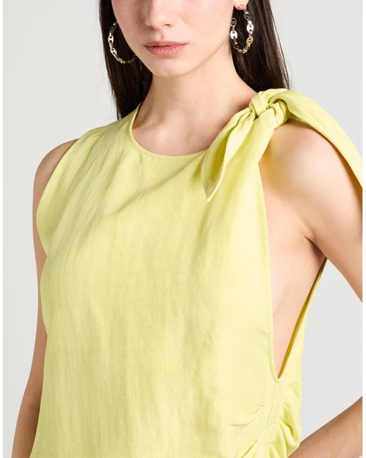 MSGM Yellow Maxi Dress Linen, Viscose