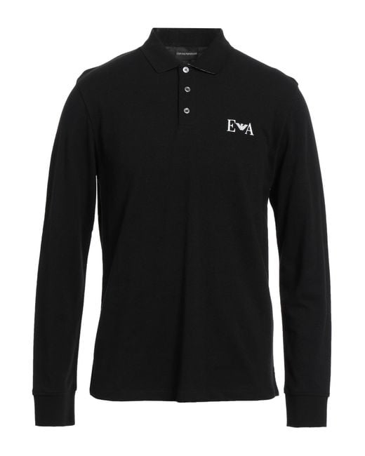 Emporio Armani Black Polo Shirt Cotton for men