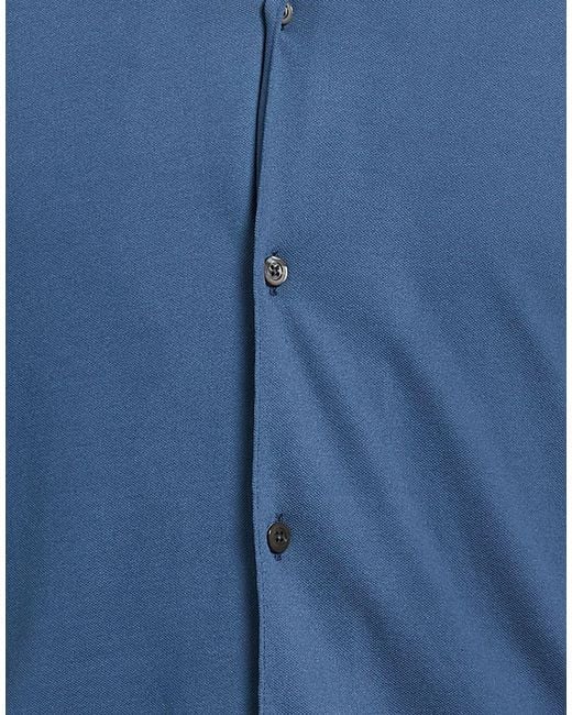 Alpha Studio Blue Shirt Cotton, Elastane for men
