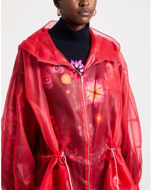 Tod's Red Overcoat & Trench Coat Polyester