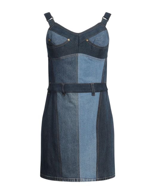 MARINE SERRE Blue Mini Dress Cotton, Elastane