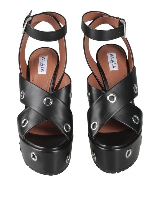 Alaïa Black Eyelet-embellished Leather Sandals