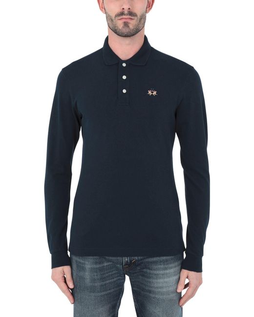 La Martina Blue Polo Shirt for men