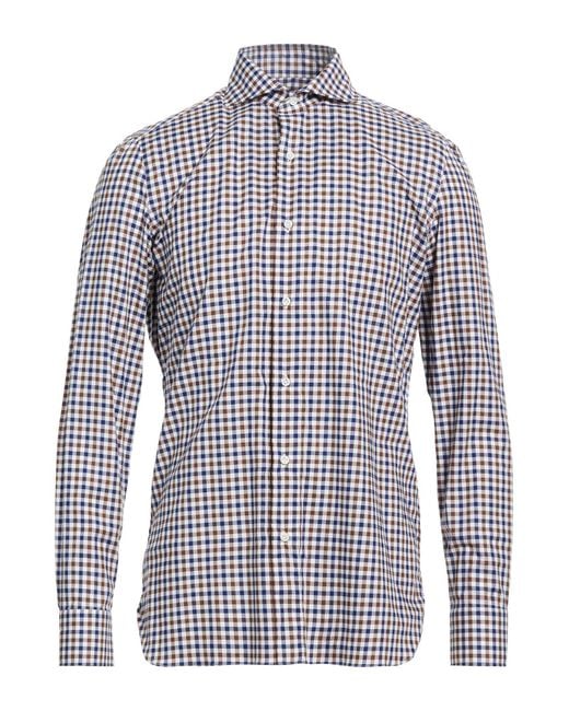 Luigi Borrelli Napoli Blue Shirt Cotton for men