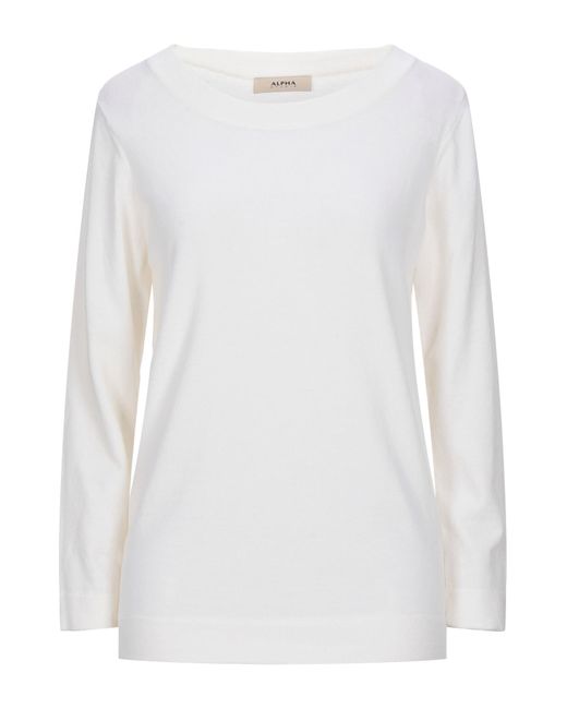 Alpha Studio White Sweater Merino Wool, Polyamide