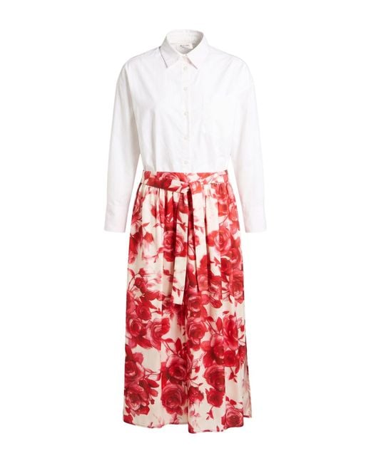Blugirl Blumarine Red Maxi Dress Polyester, Elastane