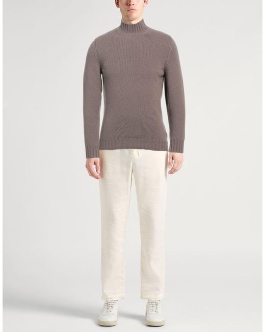 Fedeli Brown Taupe Turtleneck Virgin Wool, Cashmere for men