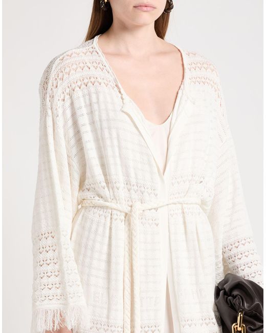 Elisabetta Franchi White Cardigan Viscose, Polyester