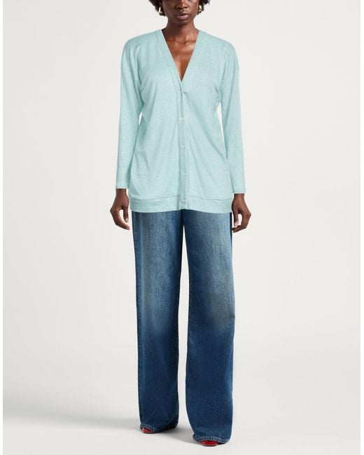 Fedeli Blue Cardigan Linen, Elastane