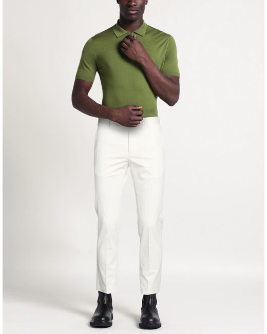 Germano White Pants Cotton, Elastane for men