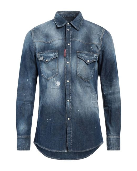 DSquared² Blue Denim Shirt Cotton, Elastane for men