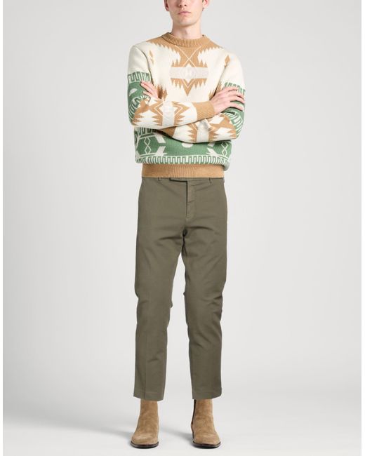 PT Torino Green Military Pants Cotton, Elastane for men