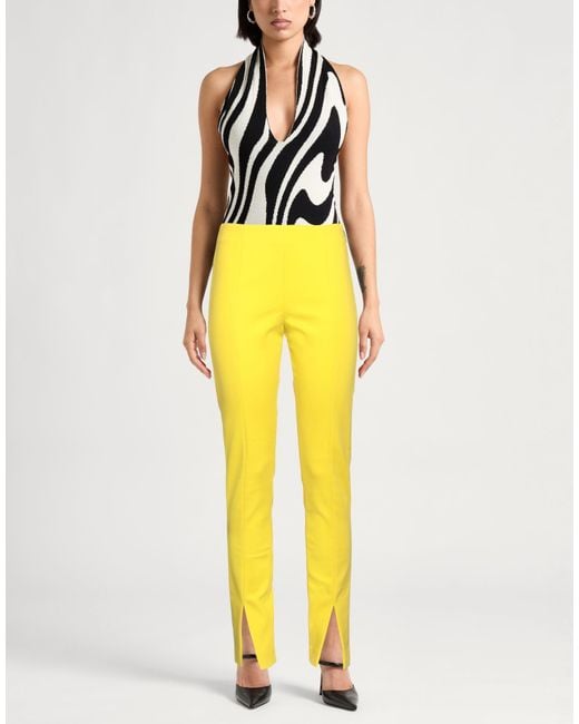 MSGM Yellow Pants Cotton, Polyamide, Elastane