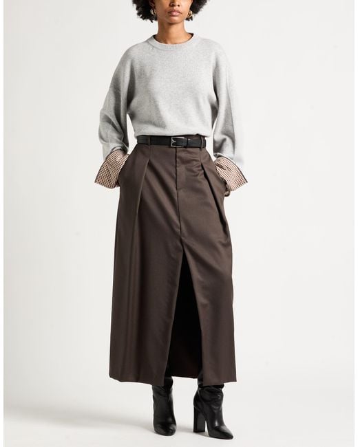 Brunello Cucinelli Brown Maxi Skirt Virgin Wool, Mohair Wool