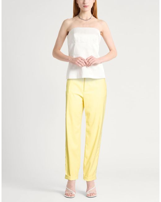 DSquared² Yellow Pants Polyester, Elastane