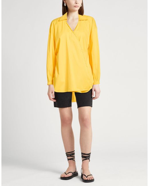 Semicouture Yellow Top Cotton, Polyamide, Elastane