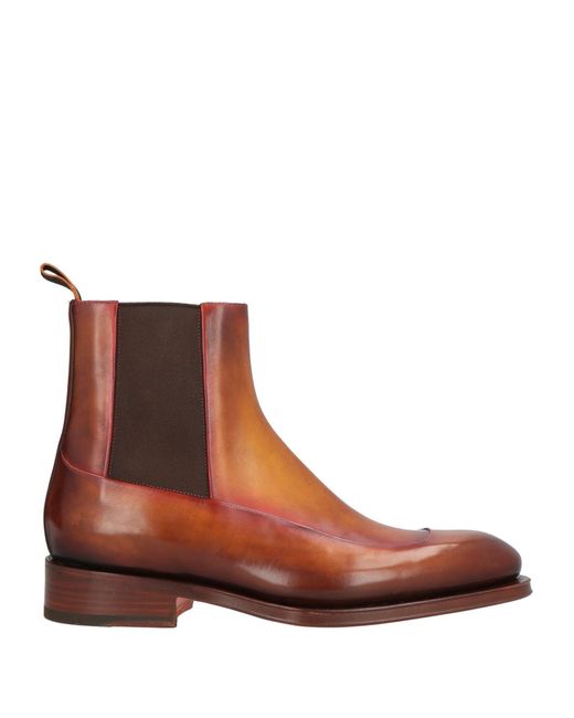 Santoni Brown Goodyear Ankle Boots Leather for men