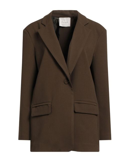 Souvenir Clubbing Brown Blazer Polyester, Viscose, Elastane