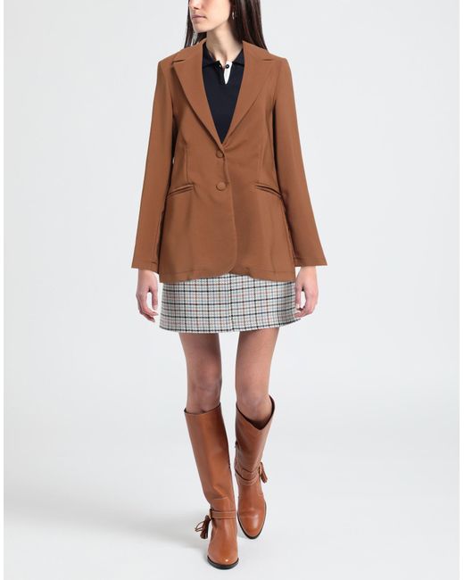 CROCHÈ Brown Camel Blazer Polyester, Elastane