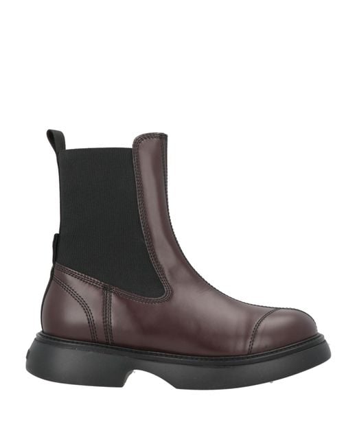 Ganni Brown Ankle Boots Textile Fibers