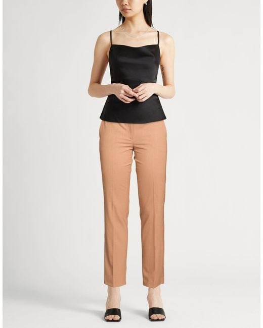 Marella Natural Camel Pants Polyester, Virgin Wool, Elastane