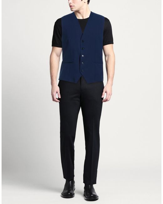 Daniele Alessandrini Blue Tailored Vest Polyester, Viscose, Elastane for men