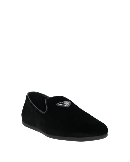 Prada Black Loafers Textile Fibers for men
