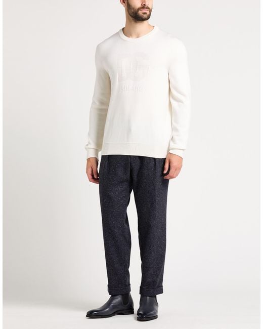 Dolce & Gabbana White Sweater Virgin Wool for men