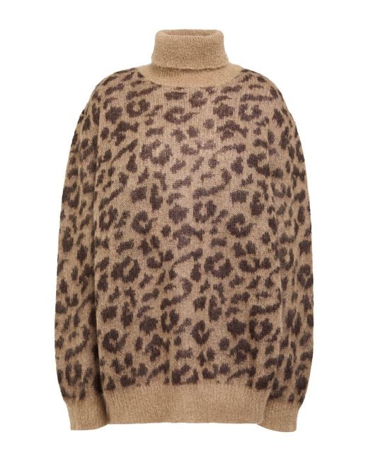 P.A.R.O.S.H. Brown Turtleneck Mohair Wool, Polyamide, Wool