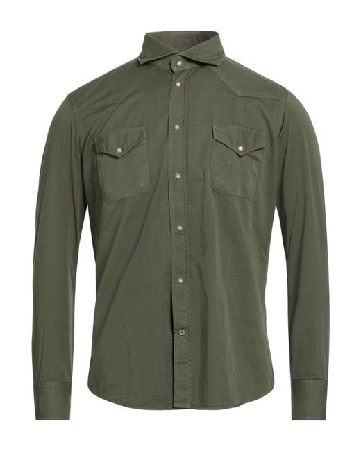 BASTONCINO Green Military Shirt Cotton for men