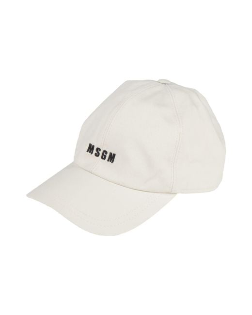 MSGM White Ivory Hat Cotton, Elastane for men