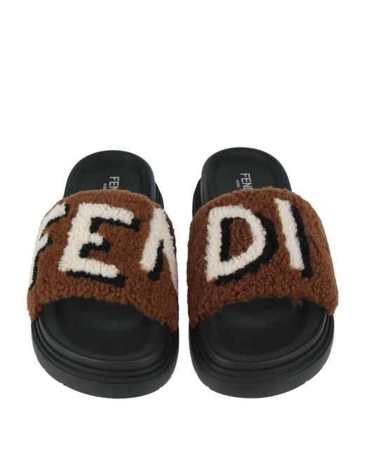 Fendi Brown Sandals Shearling for men