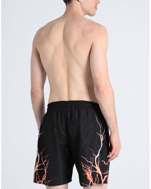 PHOBIA ARCHIVE Black Swimwear With Lightning Swim Trunks Polyester for men