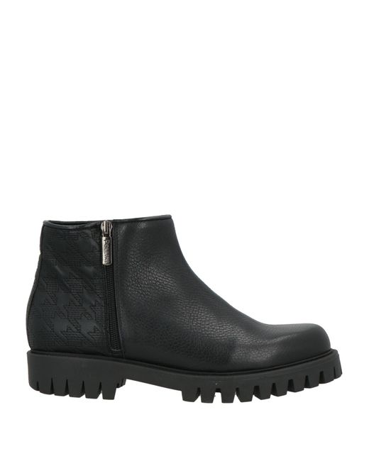 Pollini Black Ankle Boots Leather, Textile Fibers for men