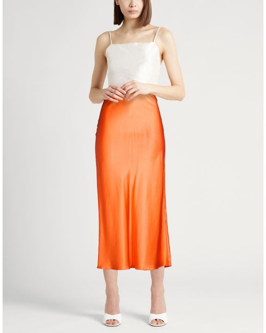 Roberto Collina Orange Midi Skirt Silk, Elastane