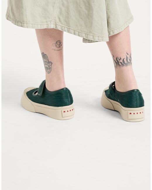 Marni Green Ballet Flats Leather, Rubber
