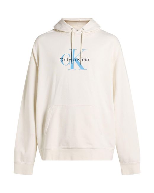 Calvin Klein White Ivory Sweatshirt Cotton, Recycled Polyester for men