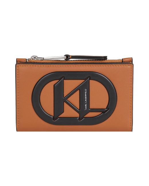 Karl Lagerfeld Brown Cardholder Leather, Polyester