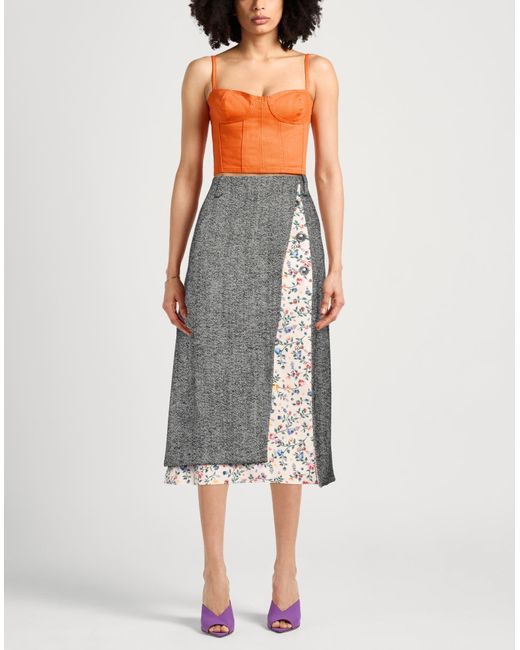 Rabanne Gray Midi Skirt Wool, Polyamide