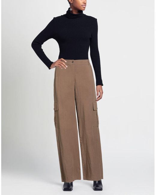 Clips Brown Tricot Taupe Pants Viscose, Linen