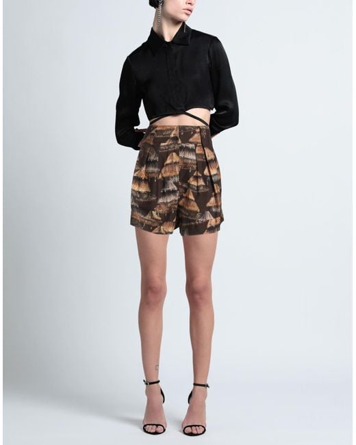 Farm Rio Gray Chocolate Shorts & Bermuda Shorts Tencel, Cotton