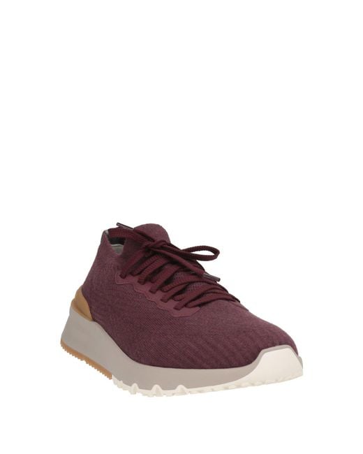 Brunello Cucinelli Brown Burgundy Sneakers Textile Fibers for men
