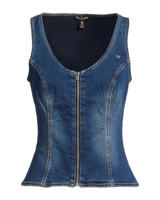 True Religion Blue Top Cotton, Polyester, Elastane