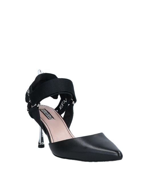 ERMANNO FIRENZE Black Pumps Soft Leather, Textile Fibers