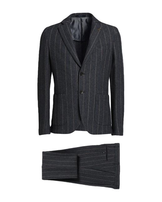 Paoloni Black Suit Virgin Wool, Polyamide for men