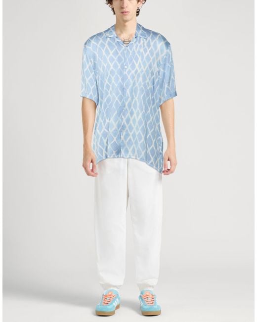 NAHMIAS Blue Shirt Silk, Elastane for men