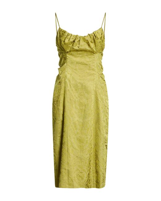 Dries Van Noten Green Lime Midi Dress Acetate, Viscose, Polyamide