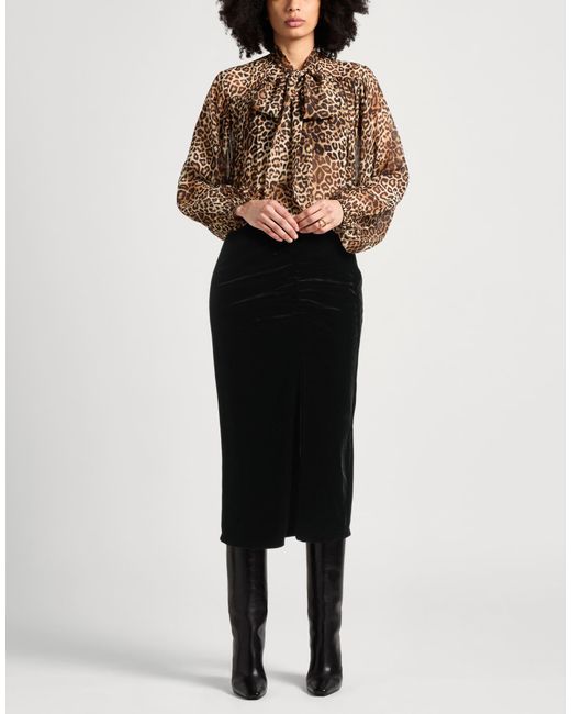 ARMANI EXCHANGE Black Midi Skirt Polyester, Elastane