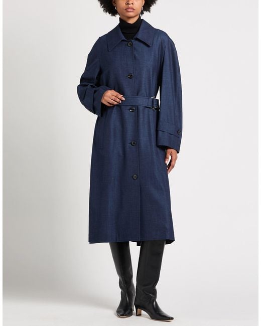 Moorer Blue Overcoat & Trench Coat Virgin Wool, Silk, Linen, Elastane